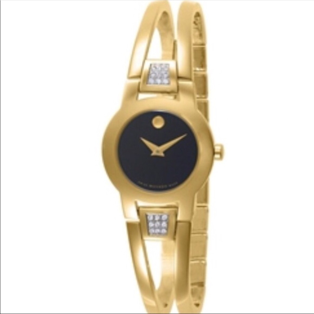 Movado Amorosa Diamond-Accent Gold-Tone Watch